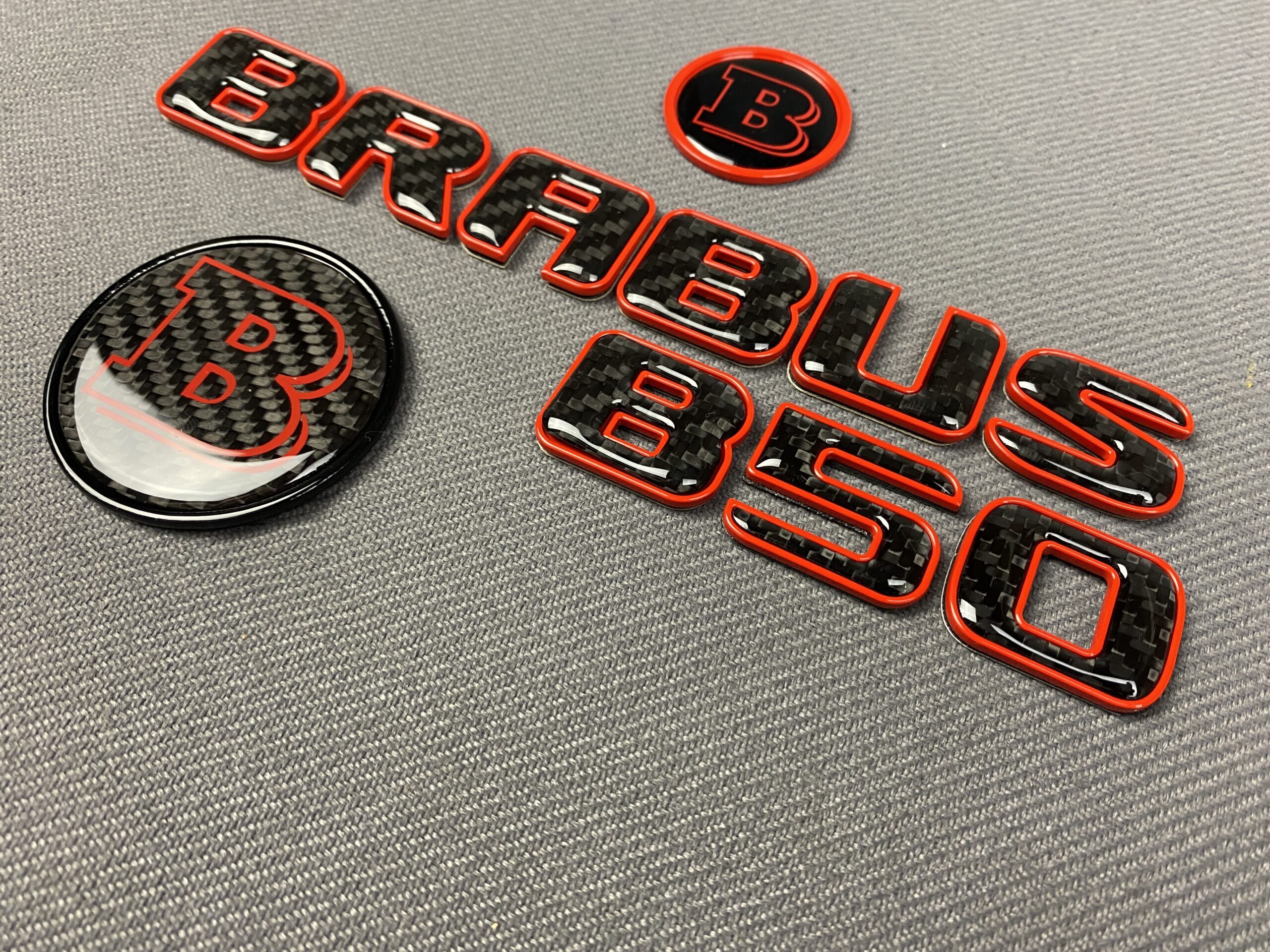 2-component GREY metal carbon Brabus badge logo emblem 55mm for