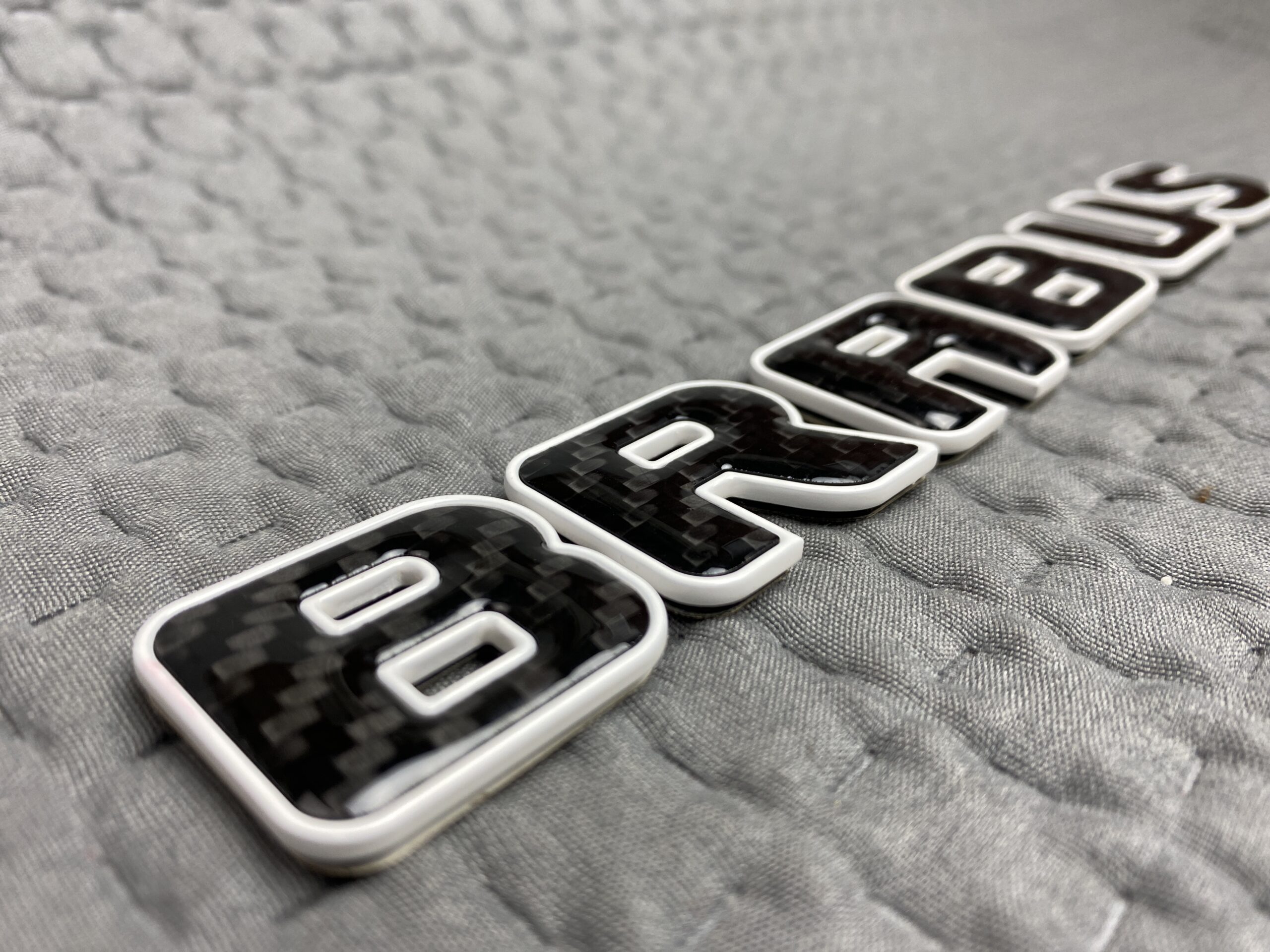 Tail Badges Brabus Roket style White and carbon for Mercedes-Benz