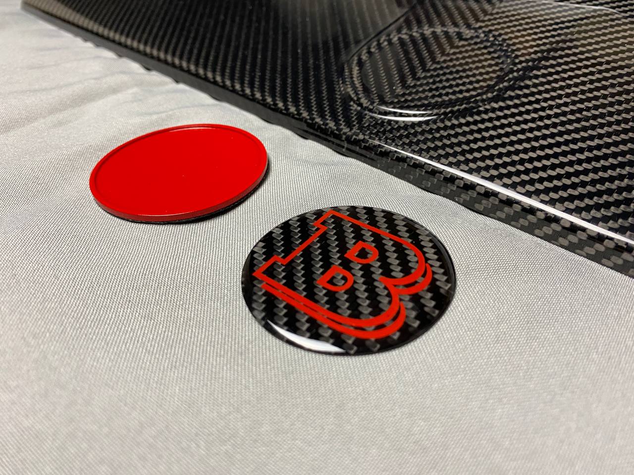 Grey Brabus badge logo emblem 55mm metal + carbon for hood